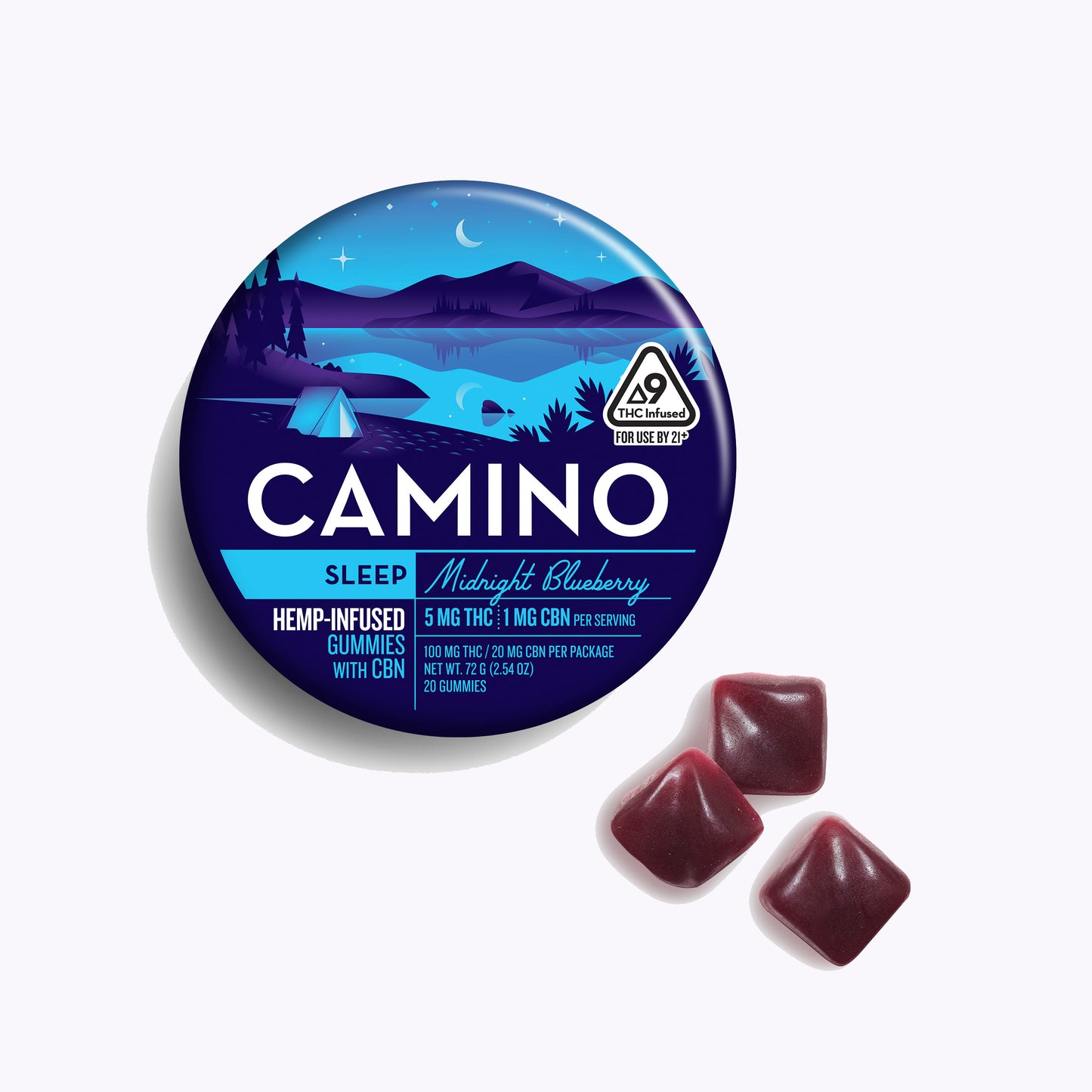 Midnight Blueberry Sleep Gummies - 5mg THC and 1mg CBN