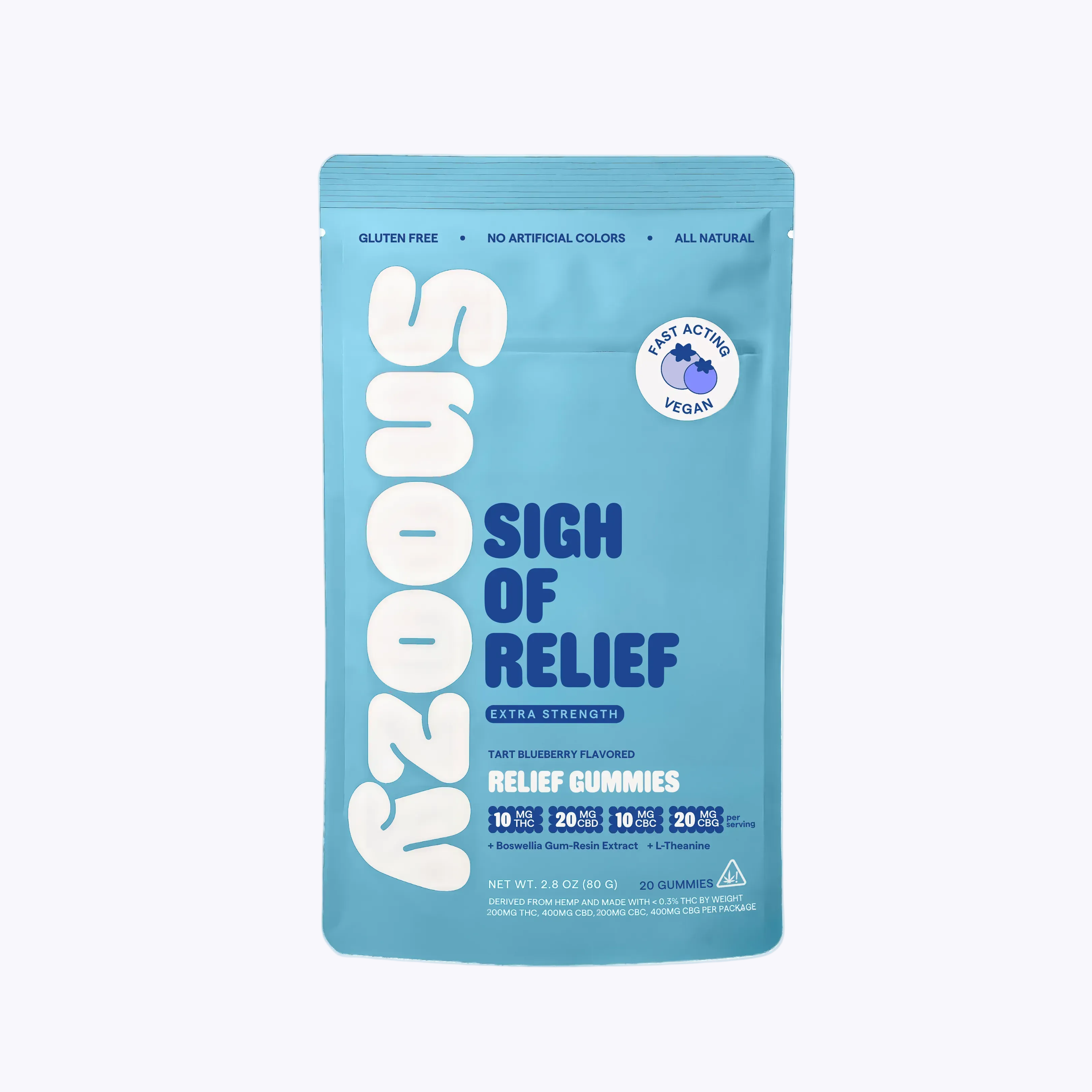 Sigh Of Relief Gummies - 10mg THC, 20mg CBD, 20mg CBG, 10mg CBC