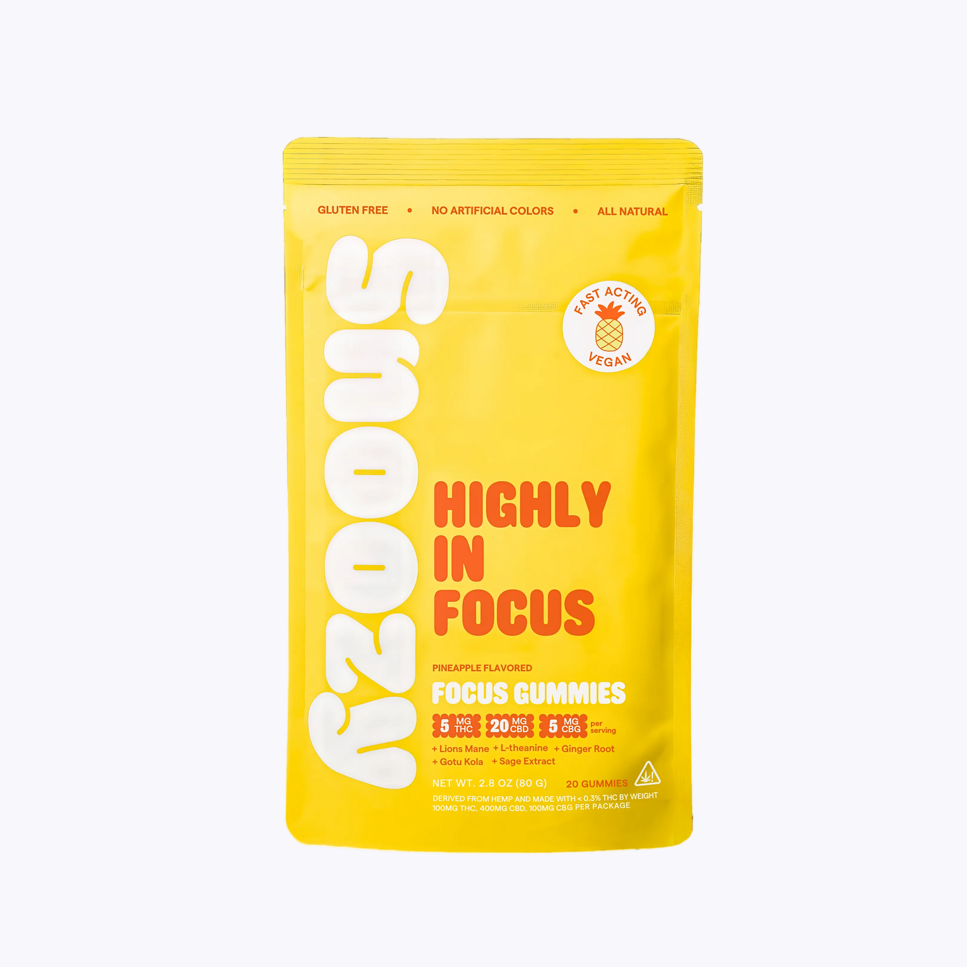 Snoozy Highly In Focus Gummies - 5mg THC, 5mg CBG, 20mg CBD – Gossamer