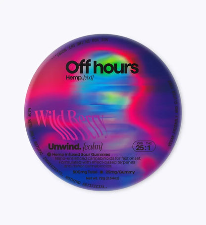 Unwind Sour Wild Berry Gummies - 1mg THC and 25mg CBD
