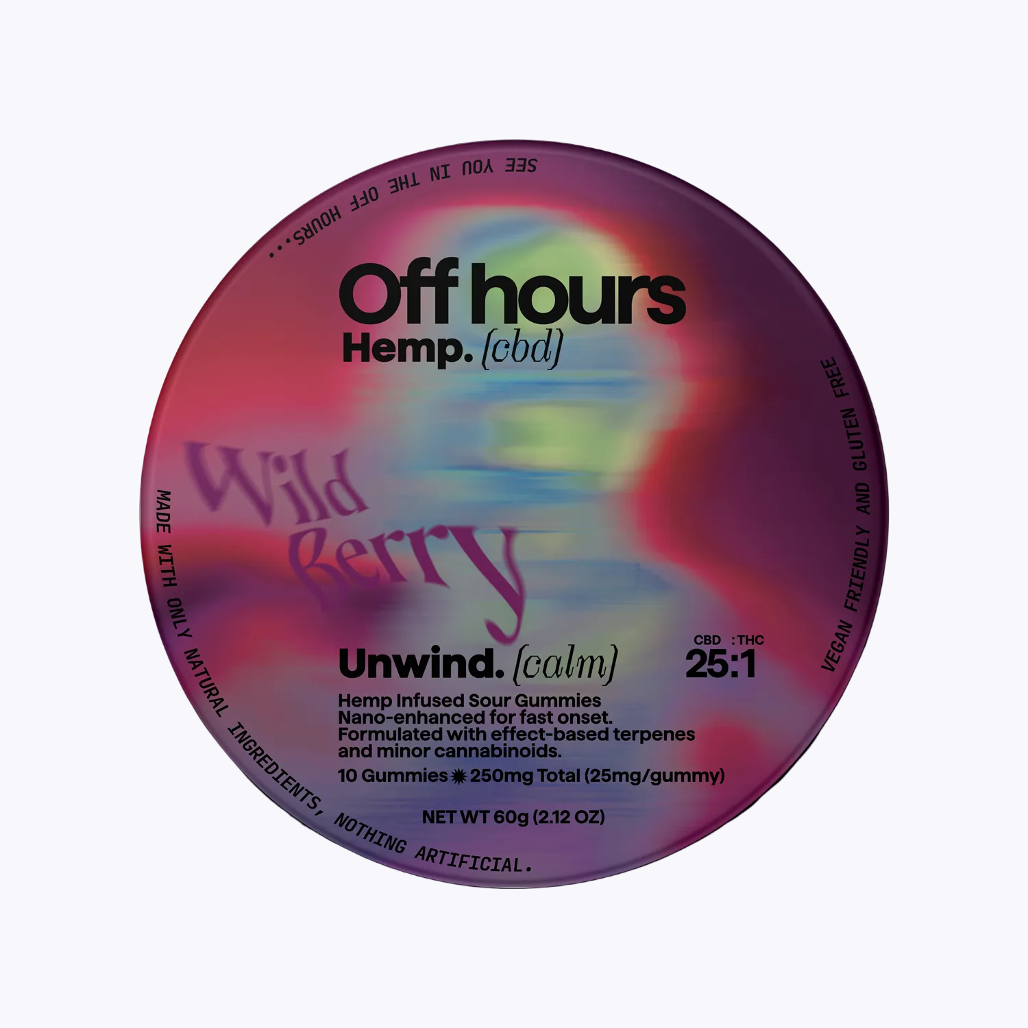 Unwind Sour Wild Berry Gummies - 1mg THC and 25mg CBD