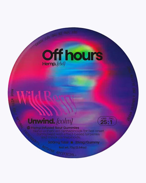 Unwind Sour Wild Berry Gummies - 1mg THC and 25mg CBD